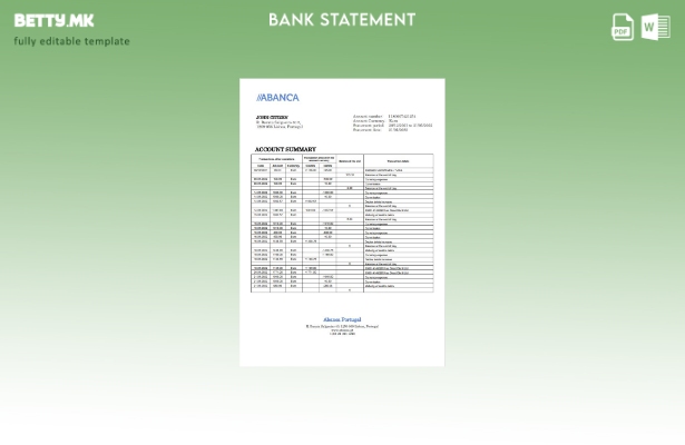Модерен стил Шаблон за збор за извод од банка во Португалија Abanca